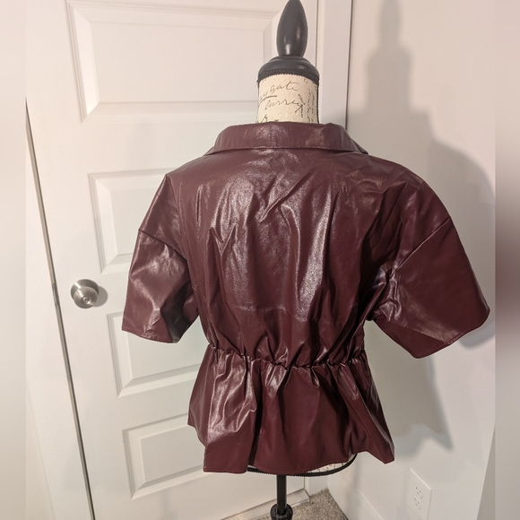 SHEIN Maroon Leather Short Sleeve Top Size 1XL - Picture 2 of 8